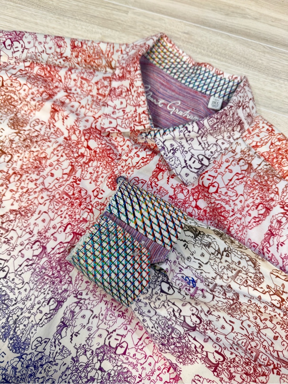 Robert Graham Upsetters PRIDE Button Up Shirt Mens 2XL Multicolor Rainbow
